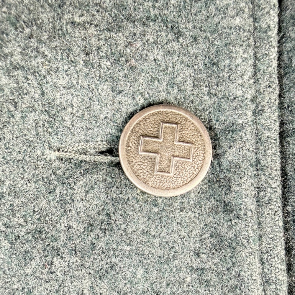 Vintage Swiss Military Wool Field Jacket Gray Green Cross Buttons Size 40 II/48 - Picture 7 of 17